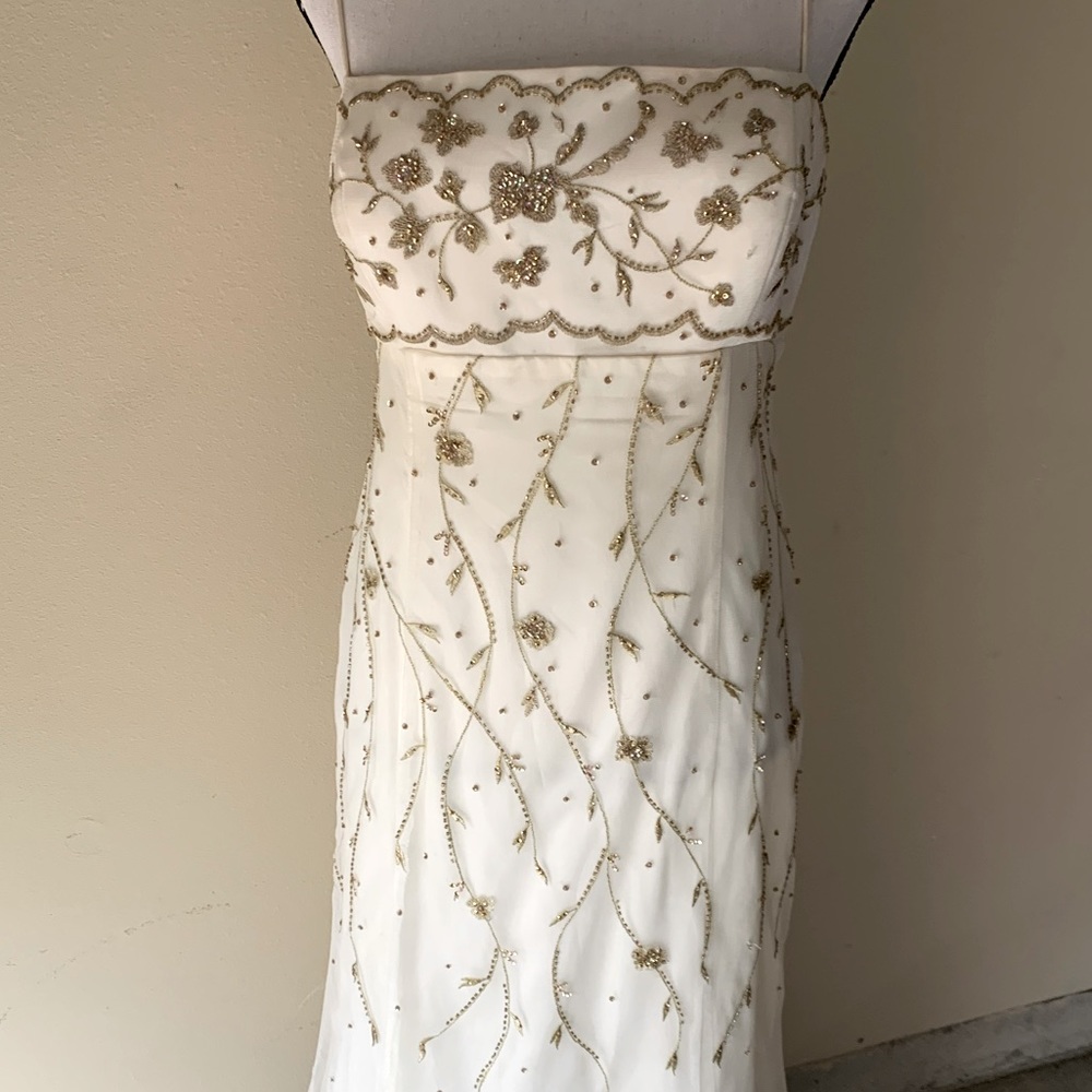 Beautiful white beaded dress with spaghetti straps